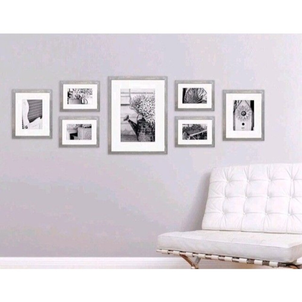 Gallery Perfect 7 Pc Grey Wash Photo Frame Gallery Kit Decorative Art Prints Set - Picture 6 of 8
